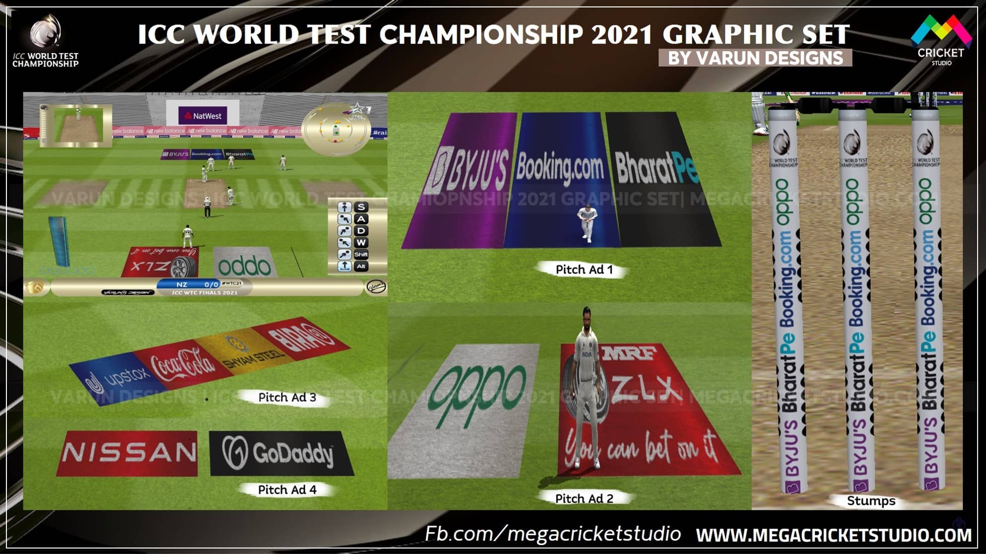 ICC World Test Championship 2021 Pitchads & Stumps for EA Cricket 07