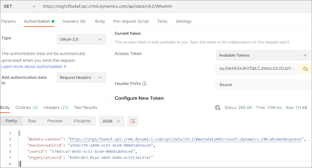 Dynamics 365 with postman 9