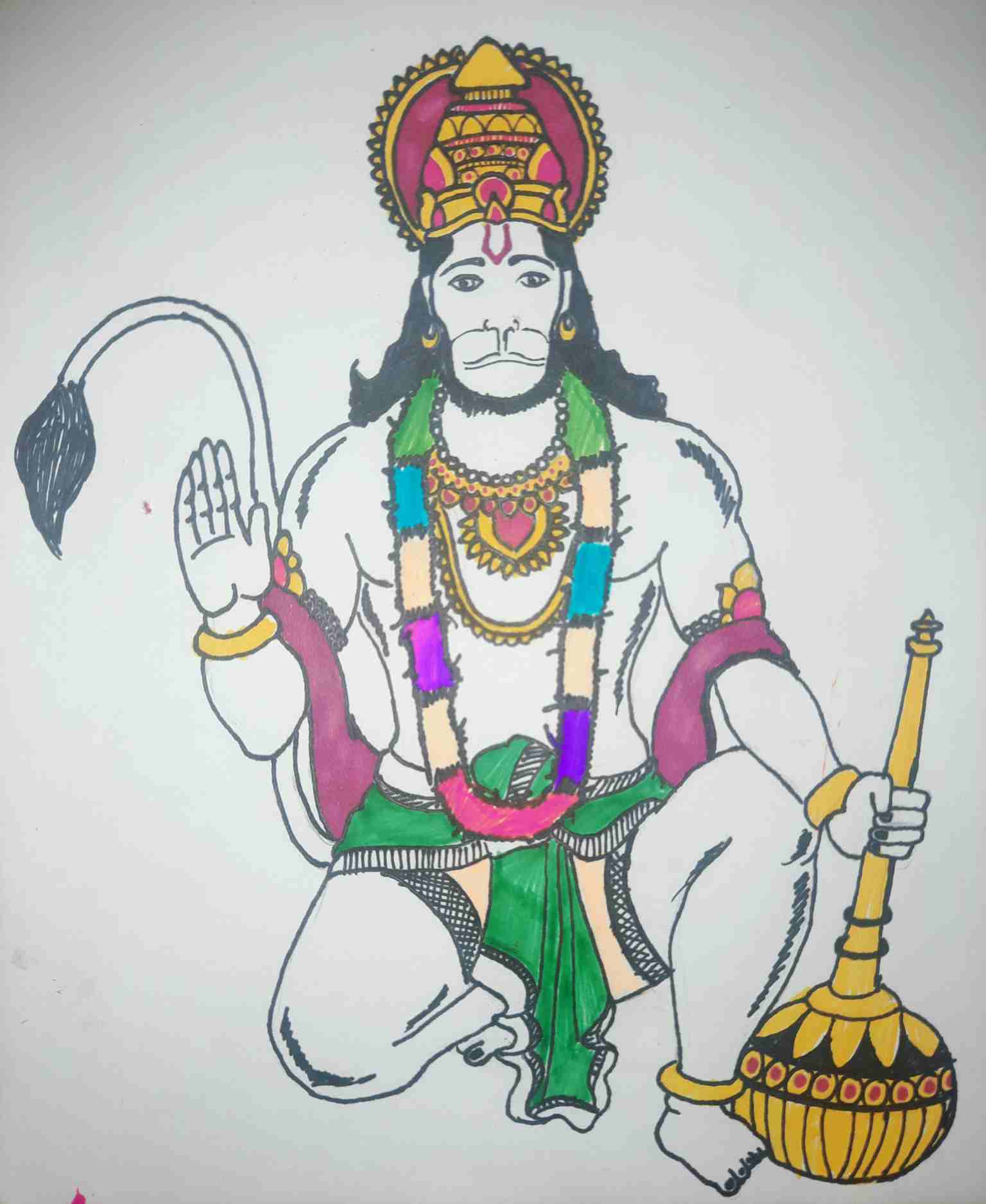 Sketch of Lord Hanuman