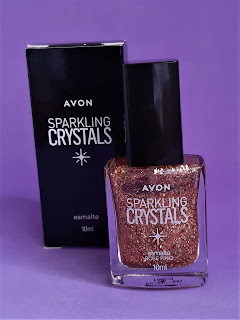 Esmaltes com glitter Sparkling Crystals e Crushed Crystals Avon resenha dicas da tia