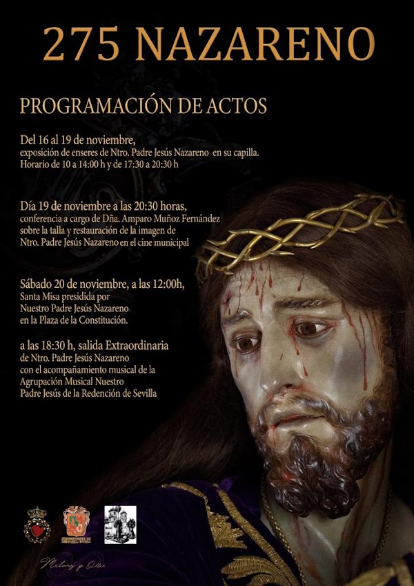 Horario e Itinerario Salida Extraordinaria de Jesus Nazareno (Paso Morado). Huércal-Overa 20 de Noviembre del 2021