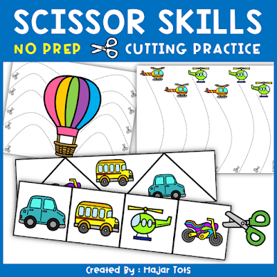 Scissor Skills Cutting Practice Kindergarten Transportation