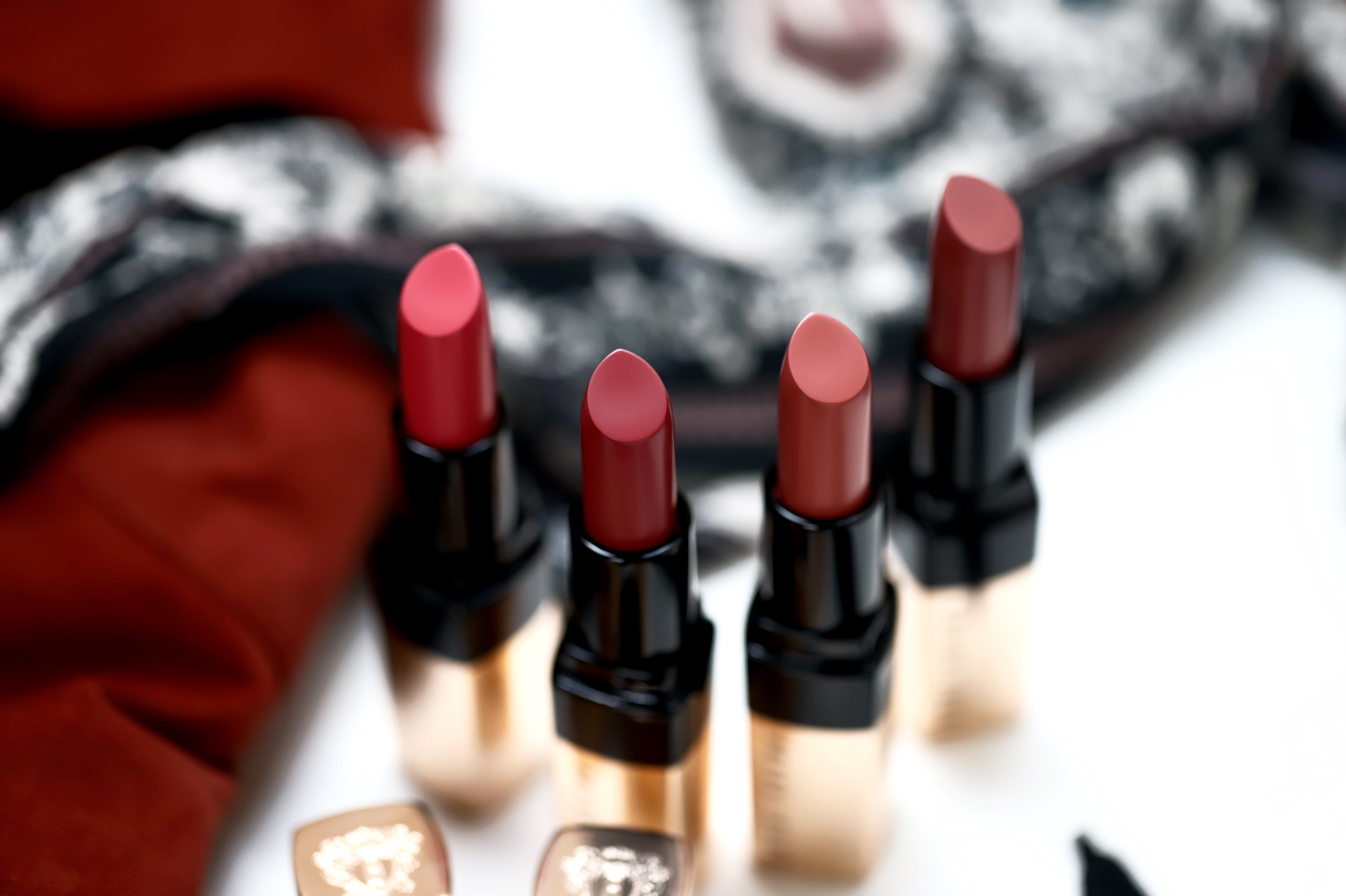 Luxe Lip Color 70 Coral Bloom 71 Claret 72 Toasted Honey 73 Fearless Rose