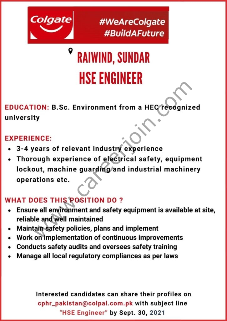 Colgate Palmolive Pakistan Jobs HSE Engineer