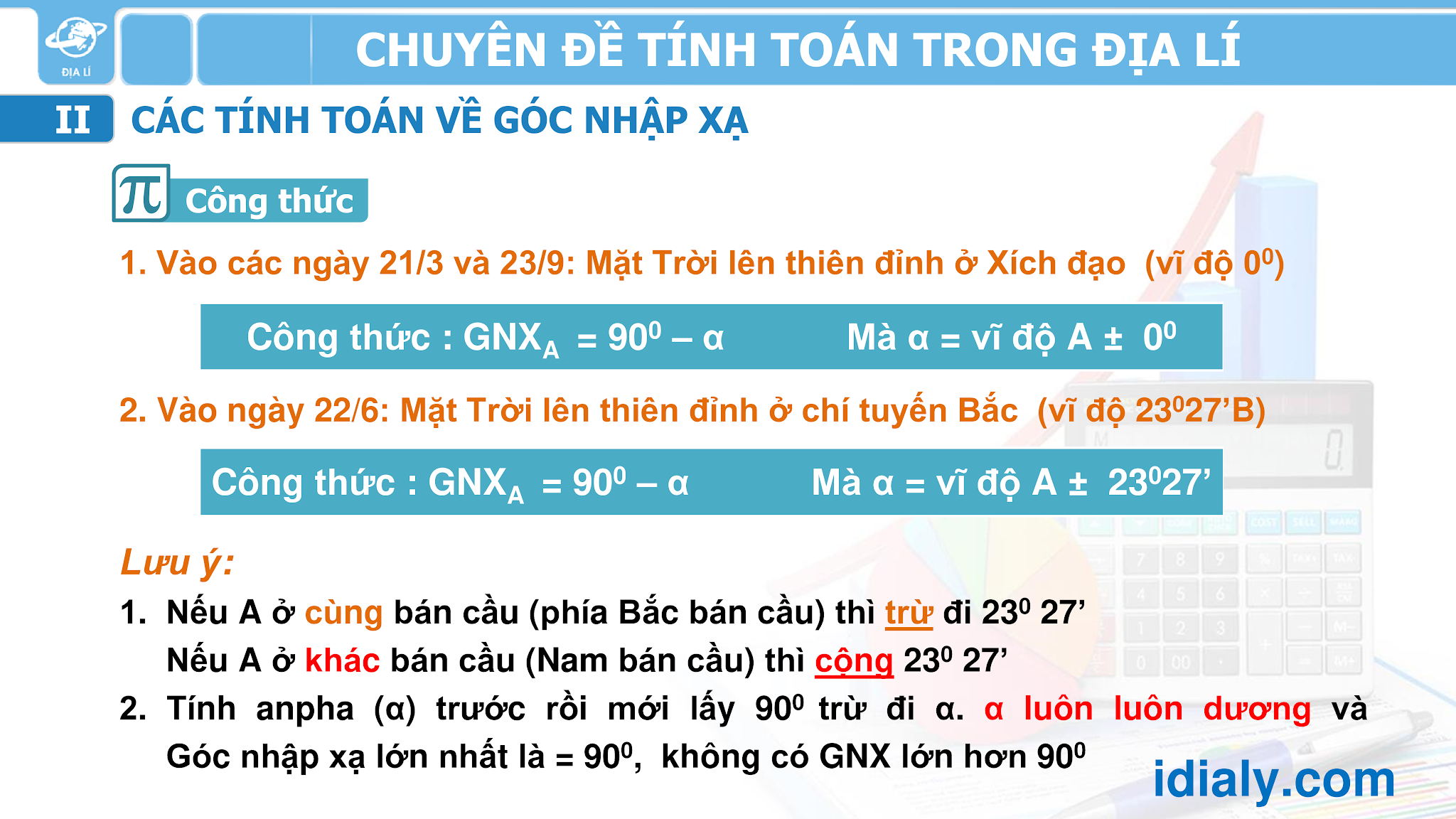 Công thức tính toán trong địa lý