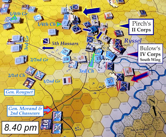 Wellington's Victory wargame 2020 battle replay Bulow Ryssel brigade southern prong of Prussian attack on Plancenoit village