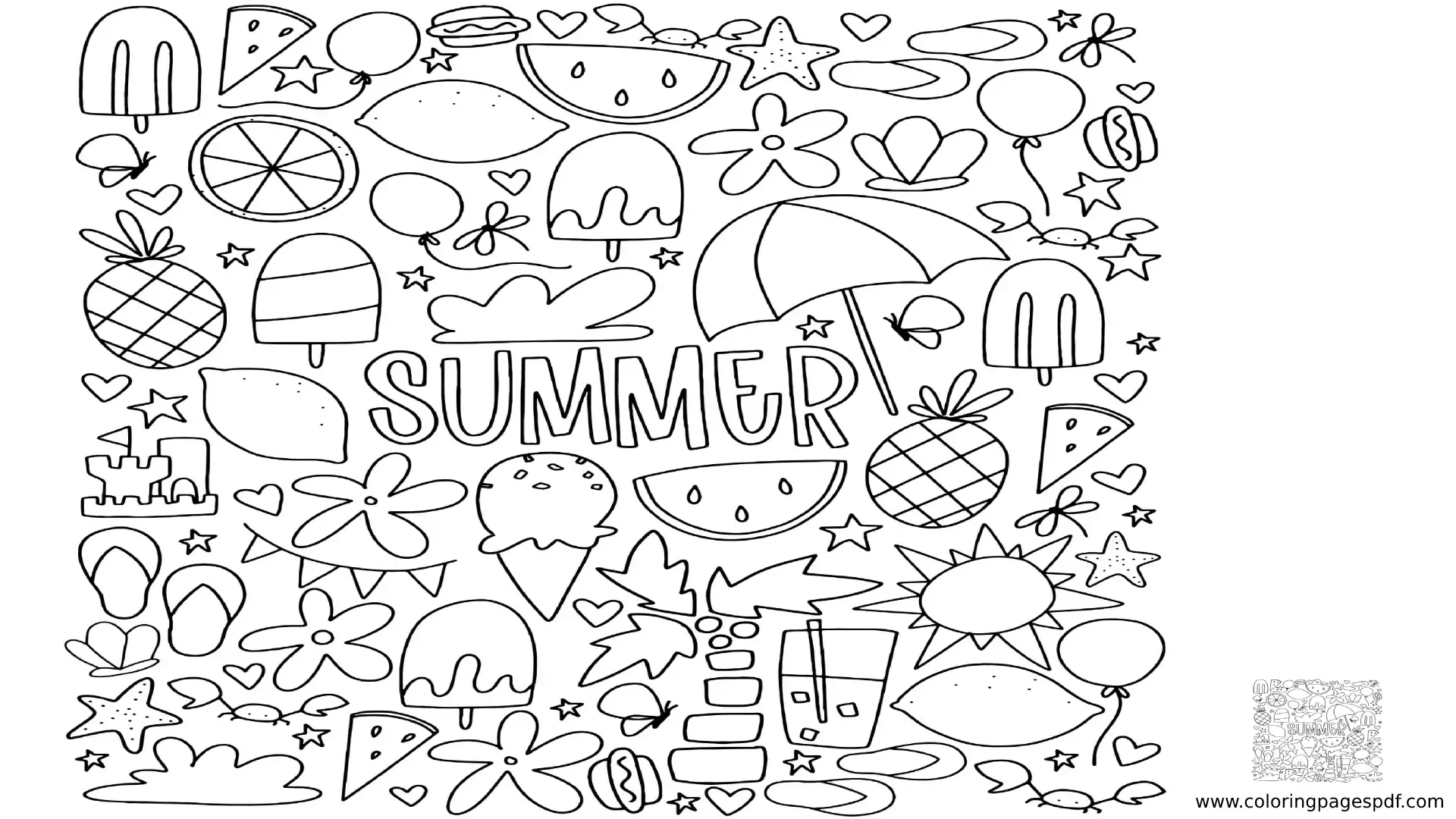 Coloring Pages Of Things Related To Summer
