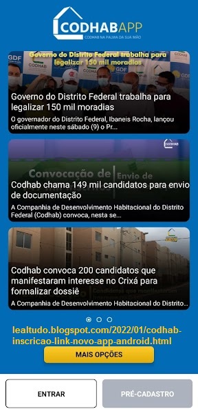 CODHAB NOVO APP CIDADÃO DF ANDROID IPHONE MAIS OPÇÕES