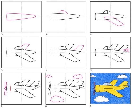 Hướng dẫn vẽ máy bay theo từng bước