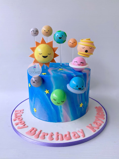 fondant cake planet planets sun galaxy face faces chucakes