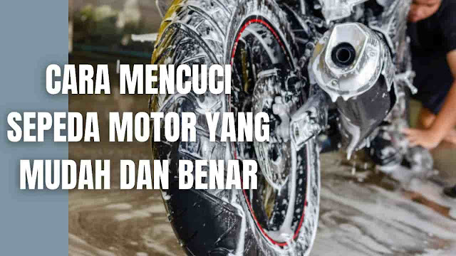 Cara Mencuci Sepeda Motor Yang Mudah Dan Benar Di dalam mencuci sepeda motor yang benar ada beberapa langkah-langkah yang harus di ikuti, yang diantaranya adalah :  Membilas Motor Sebelum melakukan hal ini pastikan motor dalam keadaan tidak menyala dan mesin sudah dingin. Sebab apabila masih panas, air akan mudah menguap. Sehingga noda tidak hilang karena air tidak bekerja dengan baik.  Selanjutnya pastikan motor memiliki dudukan atau standar dua sehingga kedua ban tidak menyentuh tanah. Jika sudah siap, maka arahkan selang atau semprotan atau siram air ke seluruh bagian motor hingga kotorannya hilang.    Gunakan Cairan atau Sabun Motor Yang Berkualitas Hal yang sangat penting adalah gunakan sabun khusus pembersih sepeda motor yang berkualitas. Setiap sabun pembersih motor memiliki cara pemakaiannya masing-masing, silahkan lihat cara memakainya di bagian deskripsi produk biasanya adalah tertulis dibagian belakangnya. Apabila sudah mengoleskan sabun pembersih ke kesulurahan bagian motor, maka tunggu 3 menit agar sabun dapat bereaksi pada bagian-bagian motor agar kotoran yang menempel bisa rontok.    Bersihkan Motor Dengan Air Bersih Apabila sudah selesai mengaplikasikan atau menggosok sabun ke motor sesuai dengan prosedur yang diarahkan produk pembersih khusus motor. Maka selanjutnya adalah membilas kembali motor dengan air bersih hingga bersih.    Mengeringkan Motor Setelah selesai membilas motor, maka lap motor dengan kain kanebo hingga benar-benar kering. Jangan lupa lap rantai dengan kain biasa saja yang sudah tidak dipakai, agar kanebonya tidak rusak.    Tahap Terakhir Menyemprotkan Pelumas Rantai Tahap terakhir yang harus dilakukan adalah menyempotkan pelumas rantai ke rantai, hal ini bertujuan supaya rantai tidak karatan. Pelumas rantai atau penetrant rantai bisa dibeli di bengkel atau toko sparepart motor.    Nah itu dia bagaimana cara mencuci sepeda motor yang mudah dan benar, melalui bahasan di atas bisa diketahui mengenai langkah-langkah di dalam mencuci sepeda motor yang benar. Mungkin hanya itu yang bisa disampaikan di dalam artikel ini, mohon maaf bila terjadi kesalahan di dalam penulisan, dan terimakasih telah membaca artikel ini."God Bless and Protect Us"