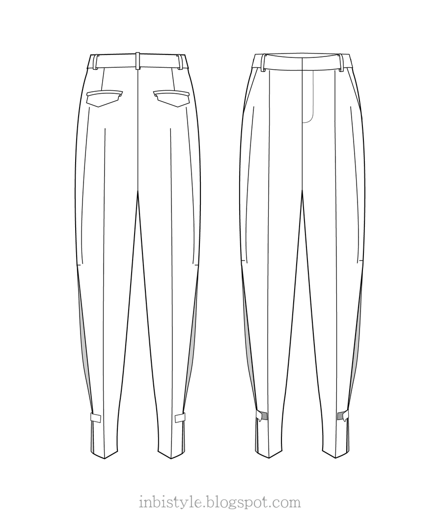 Women's  trousers  fashion flat sketches template