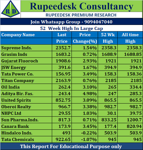 52  Week High In Large Cap