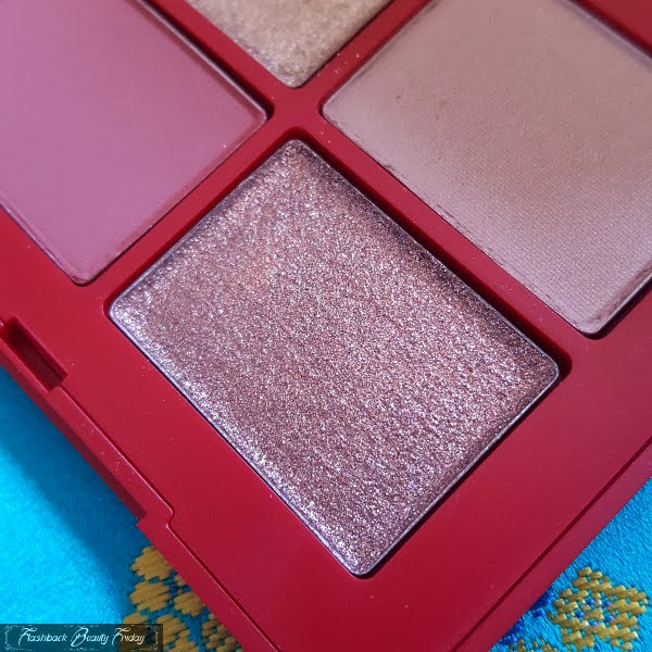 close up of pink taupe shimmer eyeshadow shade in NARS quad