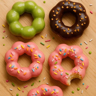 Colorful mochi donuts with sprinkles