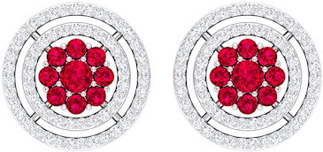 Burgundy Red Diamond Earrings for Men