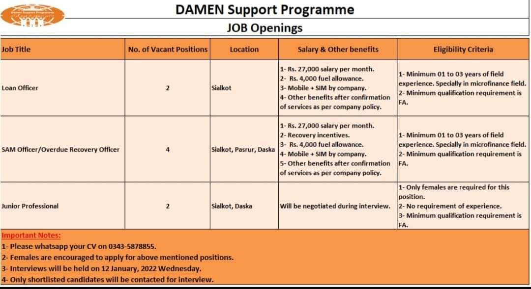 DAMEN SUPPORT PROGRAMME (DSP) Jobs 2022