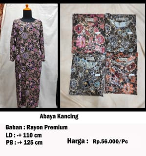 Baju daster abaya kancing di produsen daster dlidir