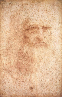 Renaissance artist Leonardo da Vinci's self-portrait, literally known as Portrait of a Man in Red Chalk circa 1512.