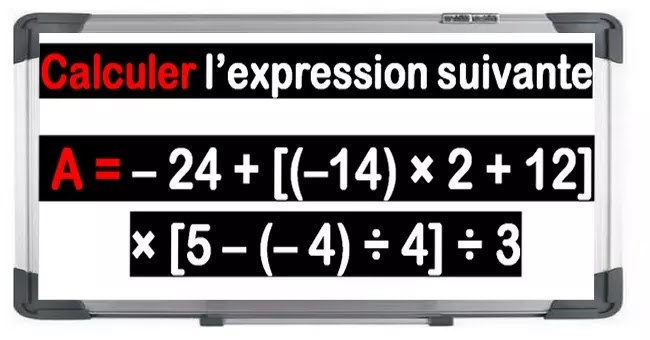 Les nombres relatifs en écriture décimale maths 4éme exercice 7  Calculer l'expression suivante