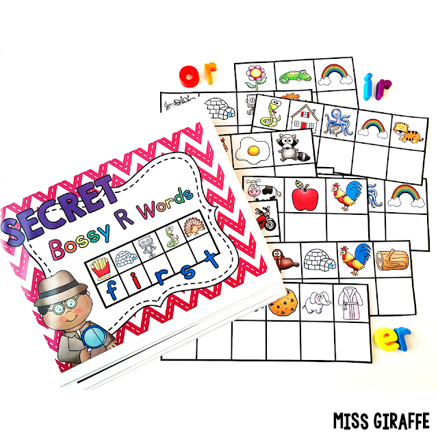 Secret Words Bossy R Activities - Put them in a binder to make it a game kids can flip and build to grow their phonics skills!