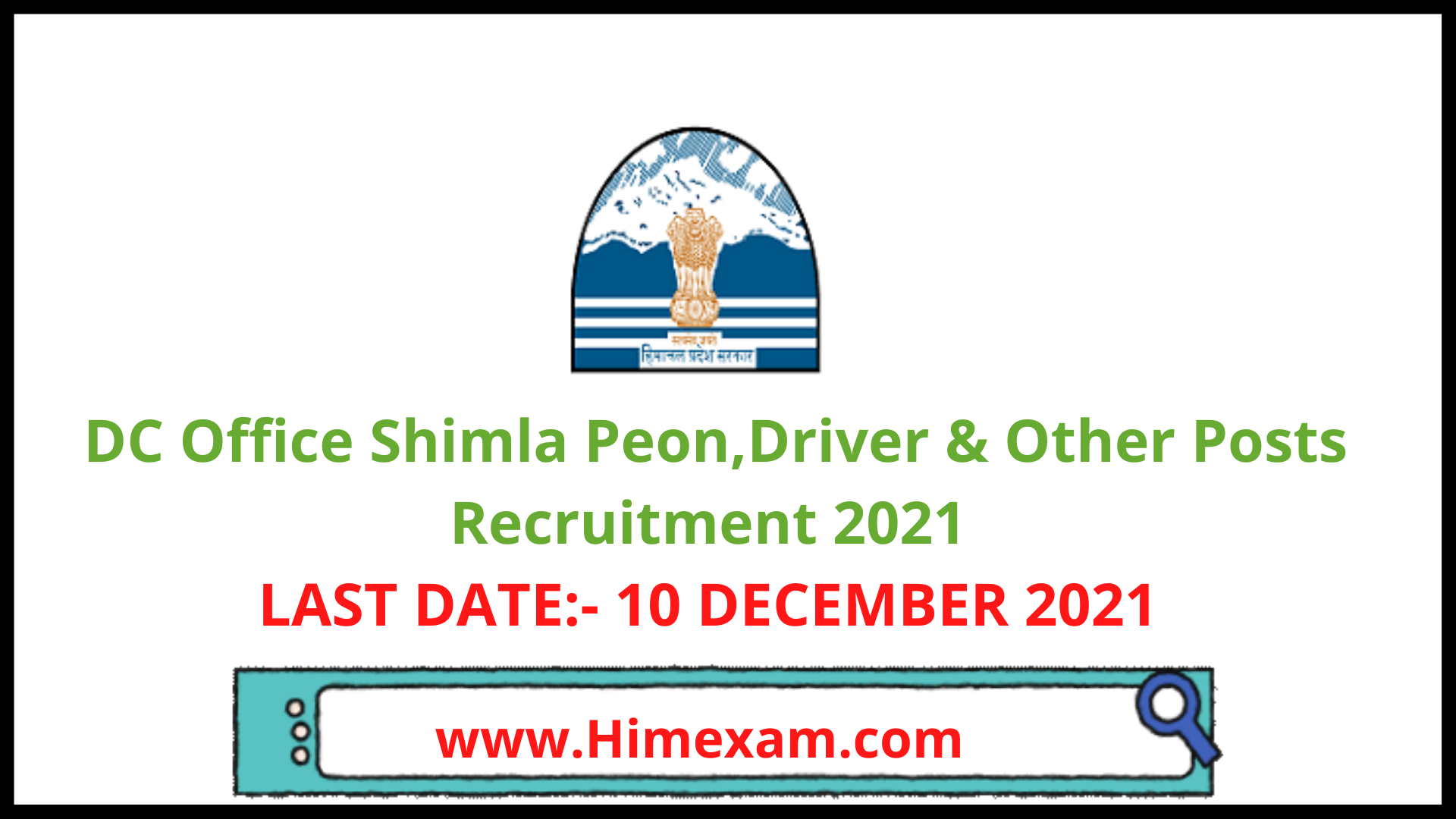 DC Office Shimla Peon,Driver & Other Posts Recruitment 2021