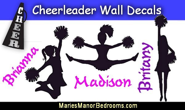 Cheerleader Wall Decals Cheerleader Sports Girl Gymnastic Cheer Megaphone decorations