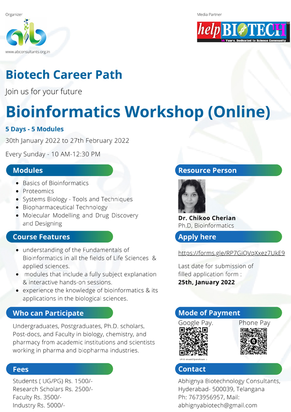 Bioinformatics Workshop [online] for Life Sciences Students | From 30th January 2022 
