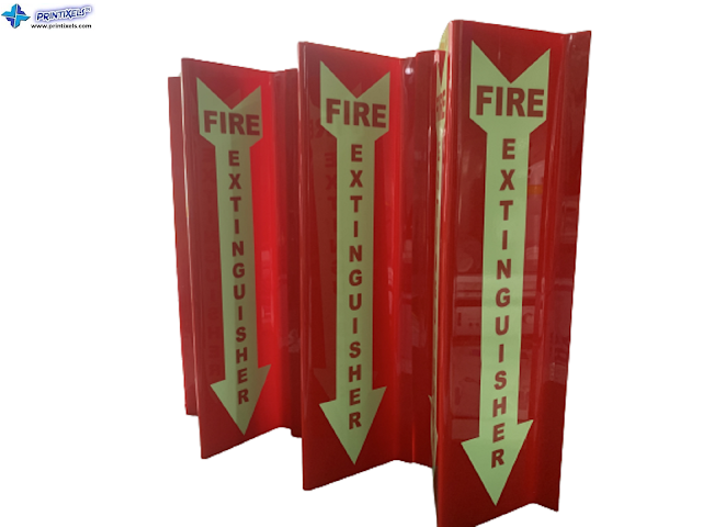 Acrylic Toblerone Type Fire Extinguisher Signs