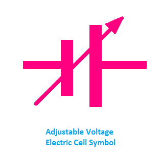 adjustable voltage electric cell symbol, symbol of electric cell