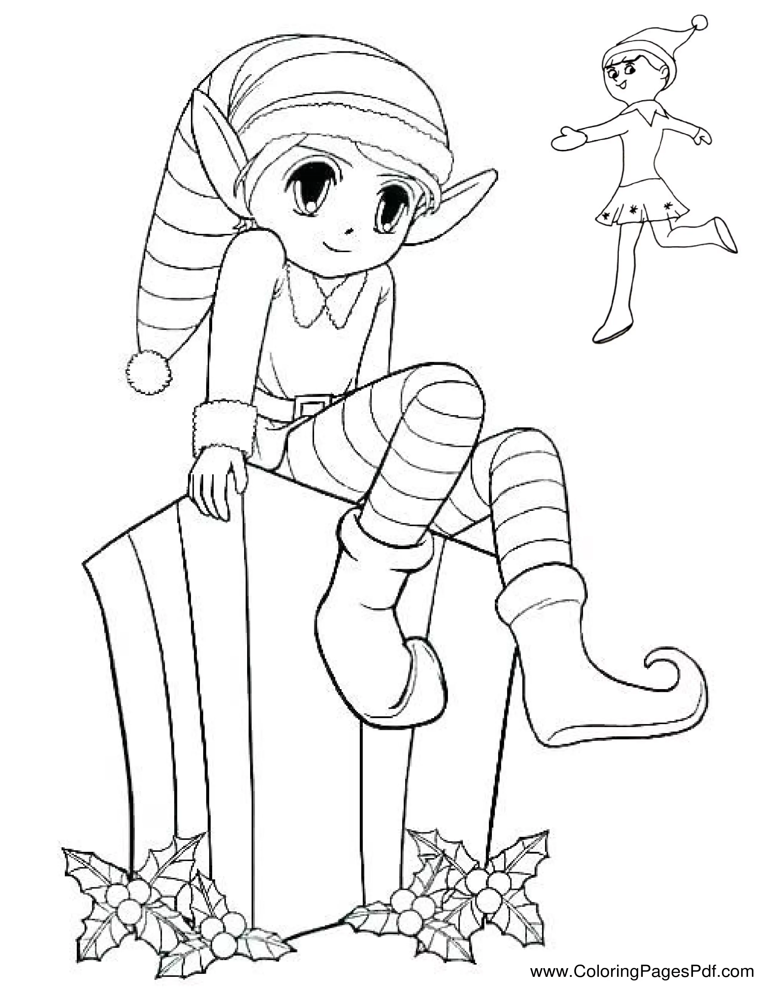 Girl elf on the shelf coloring pages