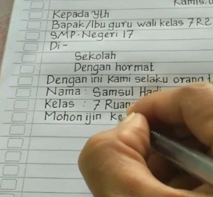 Cara buat surat izin tidak masuk sekolah