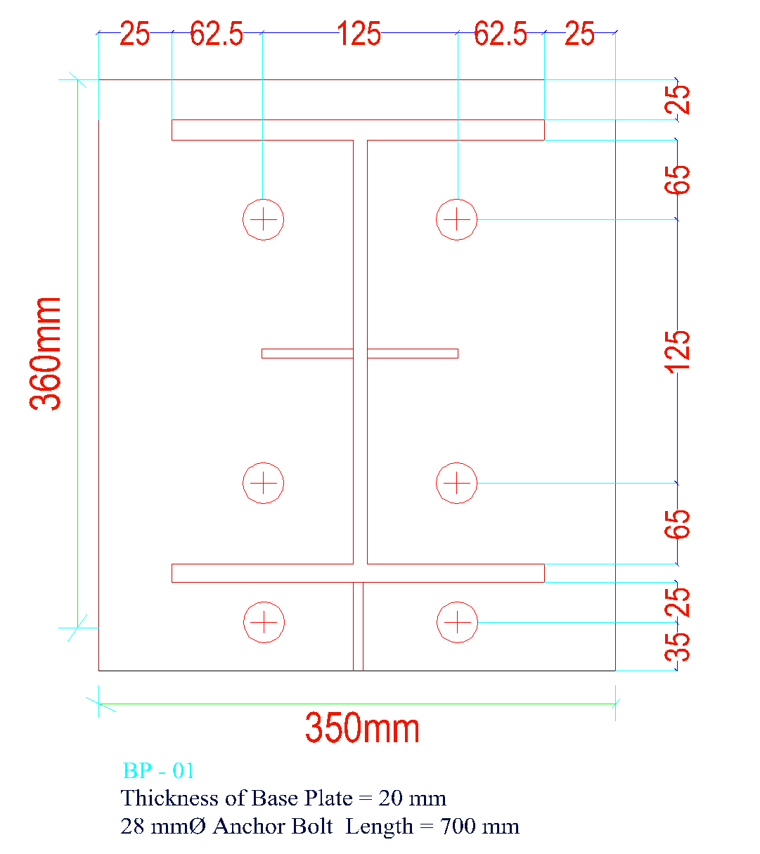 Base plate layout plan and details