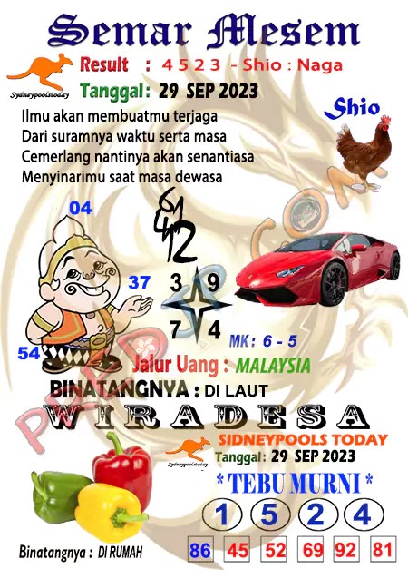 Prediksi Semar Mesem SDY Hari Ini JP 29 September 2023