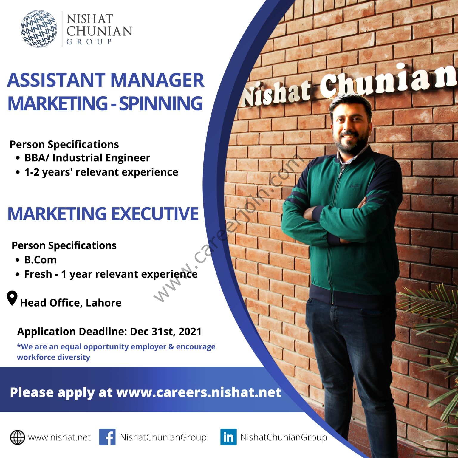 Nishat Chunain Group NCG Jobs Assistant Manager Marketing Spinning