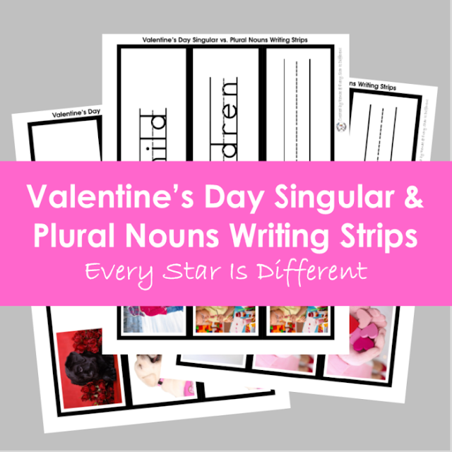 Valentine's Day Singular and Plural Nouns Writing Strips