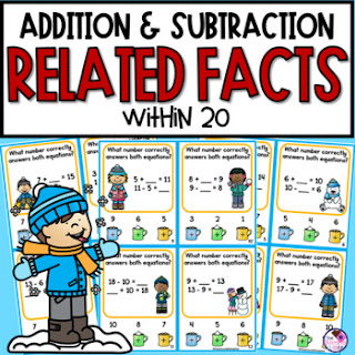 These Addition and Subtraction Poke Cards are so much fun!  If you don't want to create your own you can grab these winter math cards on Teachers Pay Teachers.
