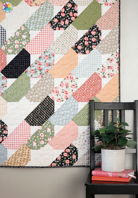 Top Notch quilt pattern by A Bright Corner in Country Rose fabric a fast and easy lap quilt pattern