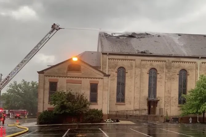 Lightning strike causes major fire damage to historic St. James Catholic Church