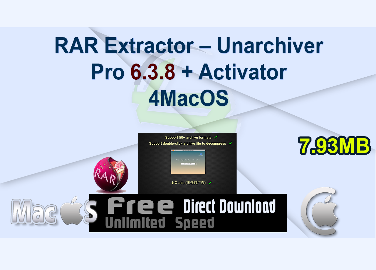 RAR Extractor – Unarchiver Pro 6.3.8 + Activator 4MacOS