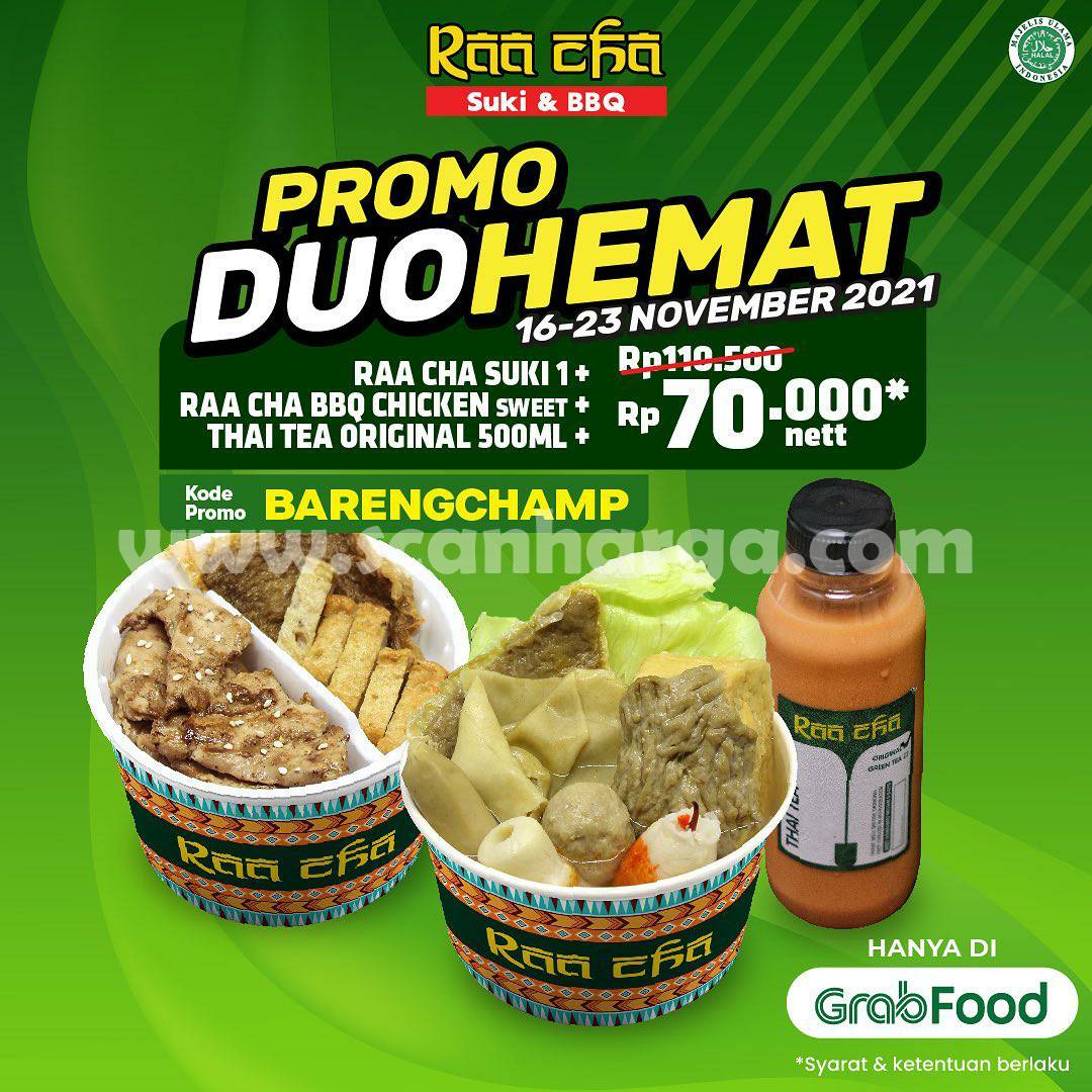 Raa Cha Suki Promo DUO HEMAT – Paket GRABFOOD Lengkap cuma Rp. 70.000