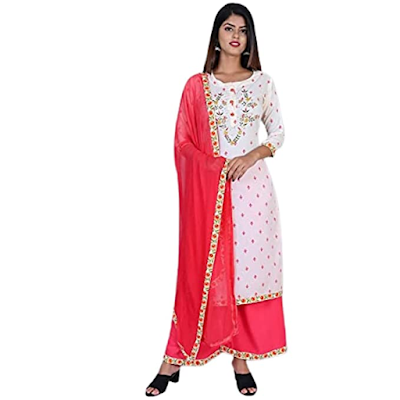 VE KUTRIWALA Women's Rayon Emberoided Straight Kurti