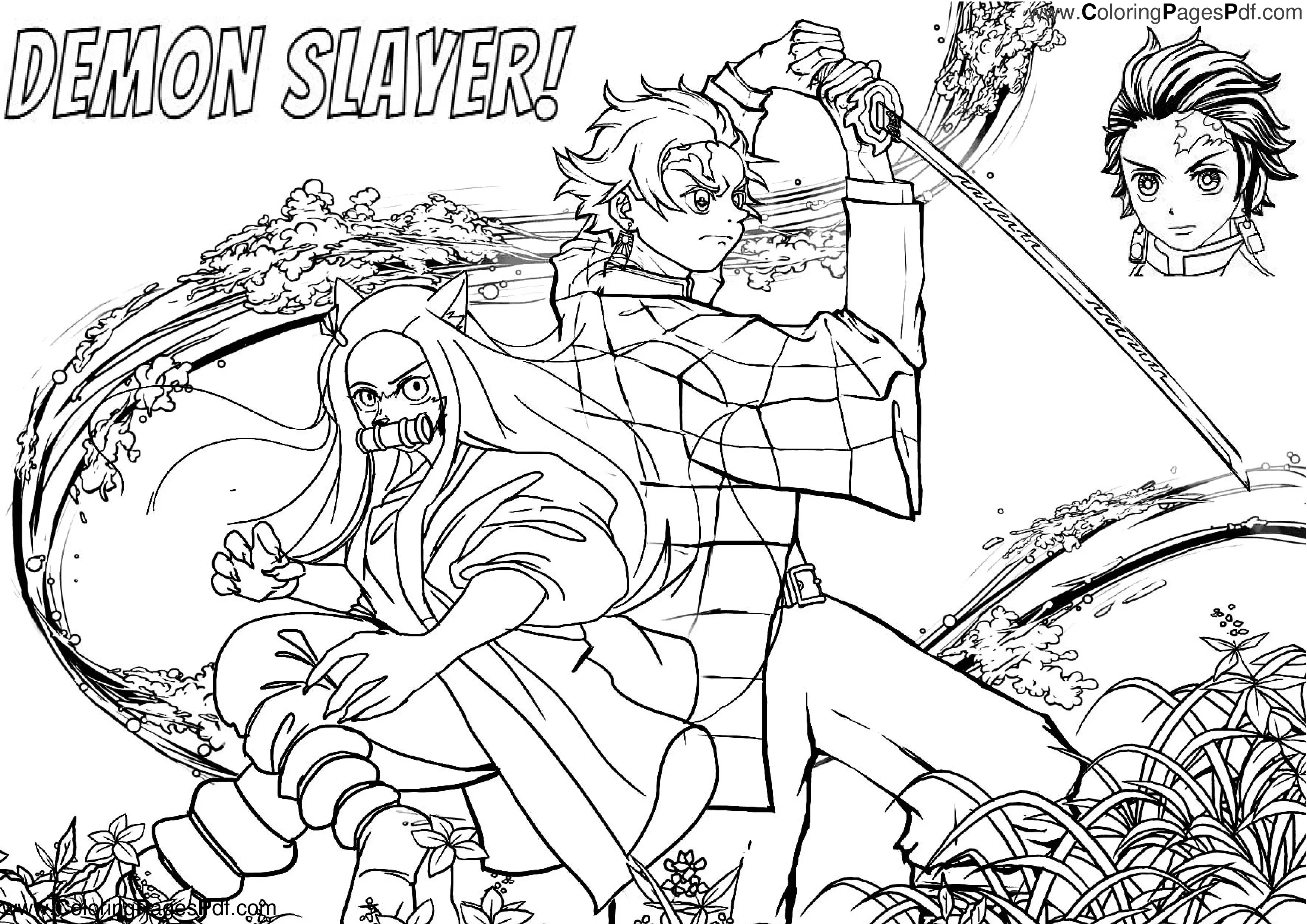 Anime coloring pages demon slayer