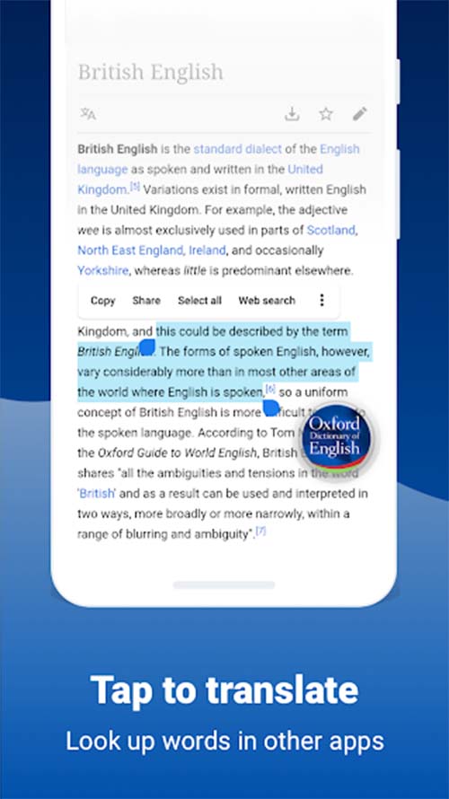 Tải từ điển Oxford Dictionary of English về điện thoại Android f