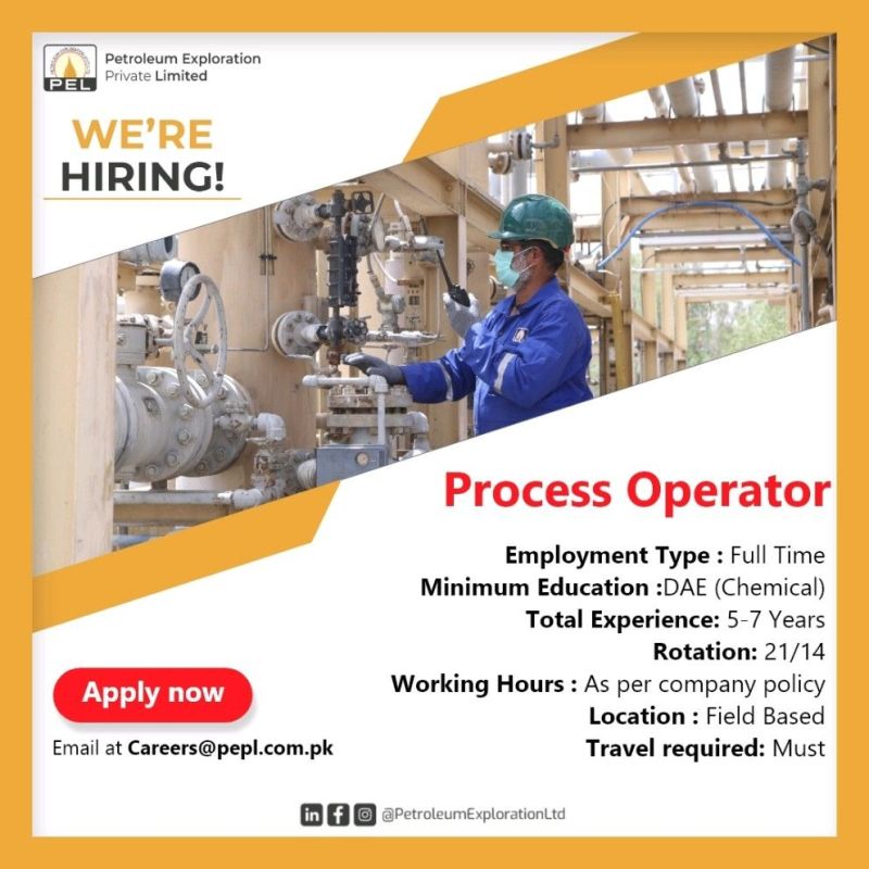Petroleum Exploration Pvt Ltd PEL Jobs Process Operator 2022