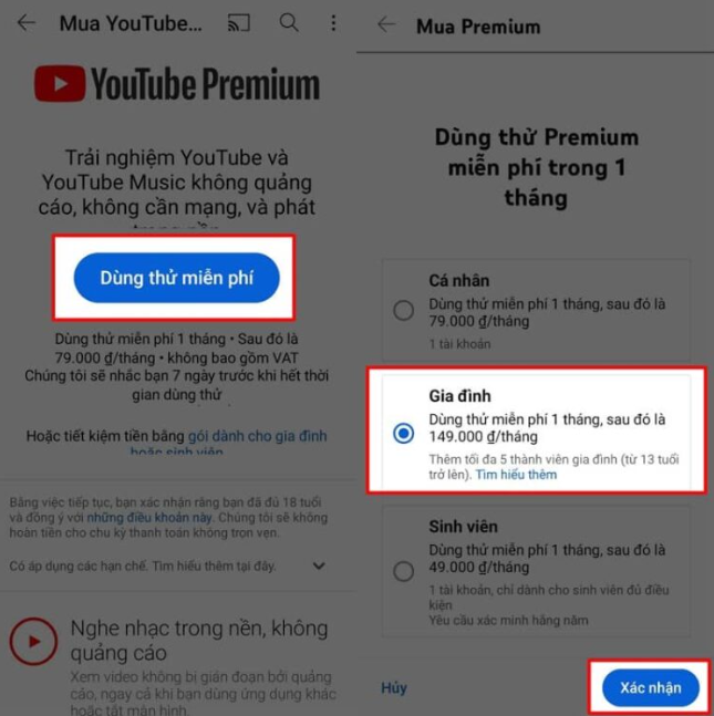 YouTube Premium cho gia đình