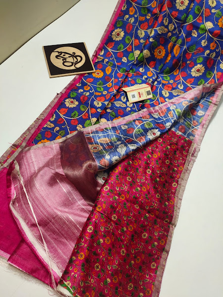 Rawsilk 4d kalamkari sarees