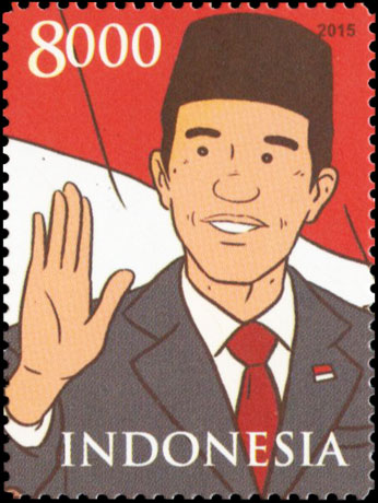 Indonesian Postage Stamp I-801 President Joko Widodo 8000 rupiah 2015