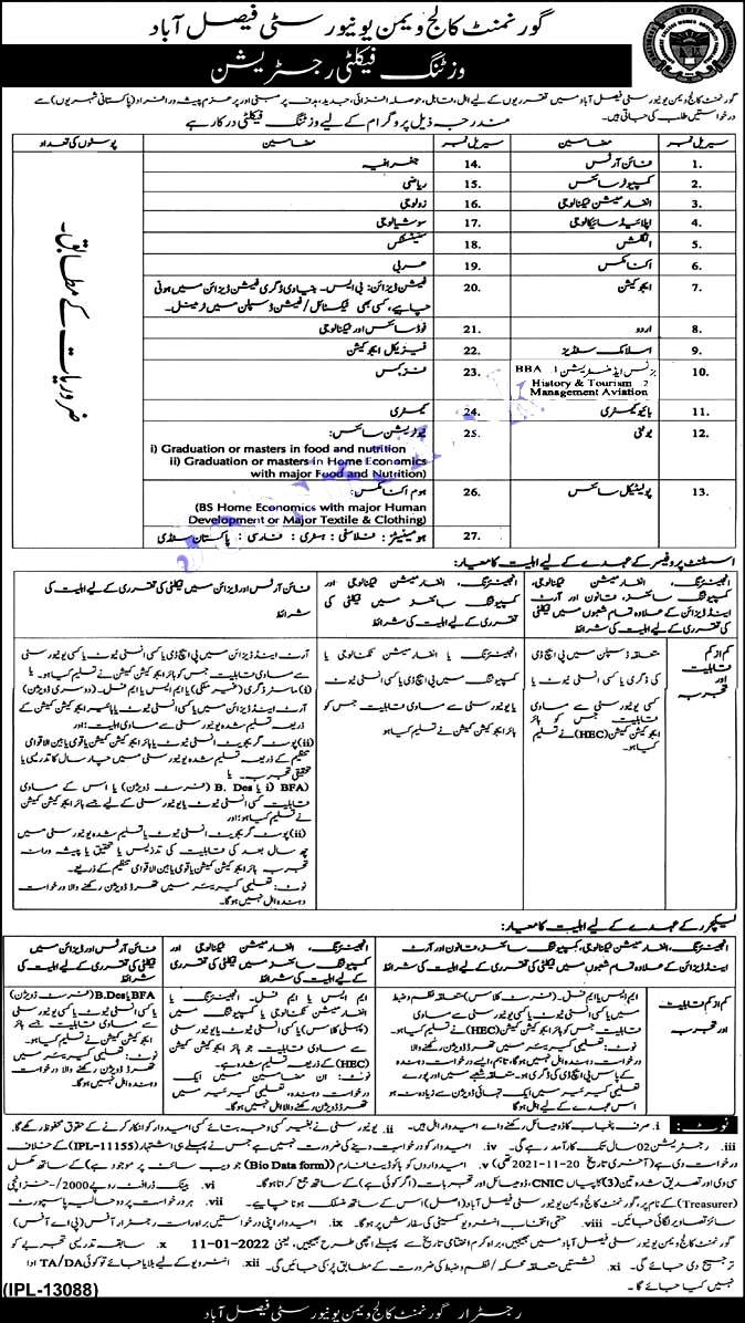 Government College University Faisalabad 2022 - GCUF Jobs