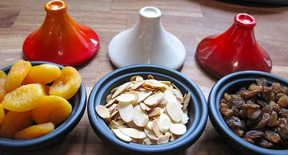 Tiny tagines filled with fruit and nuts